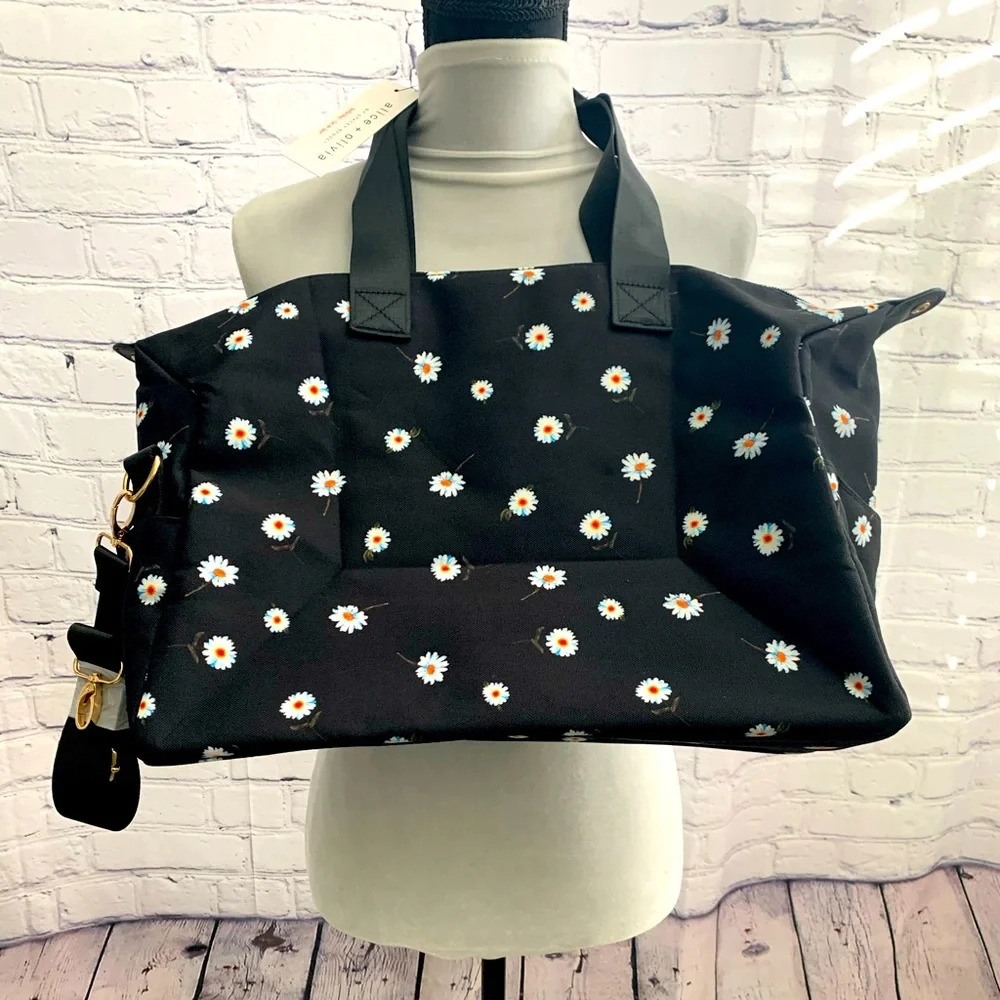 Alice + Olivia Black Floral Tote Bag